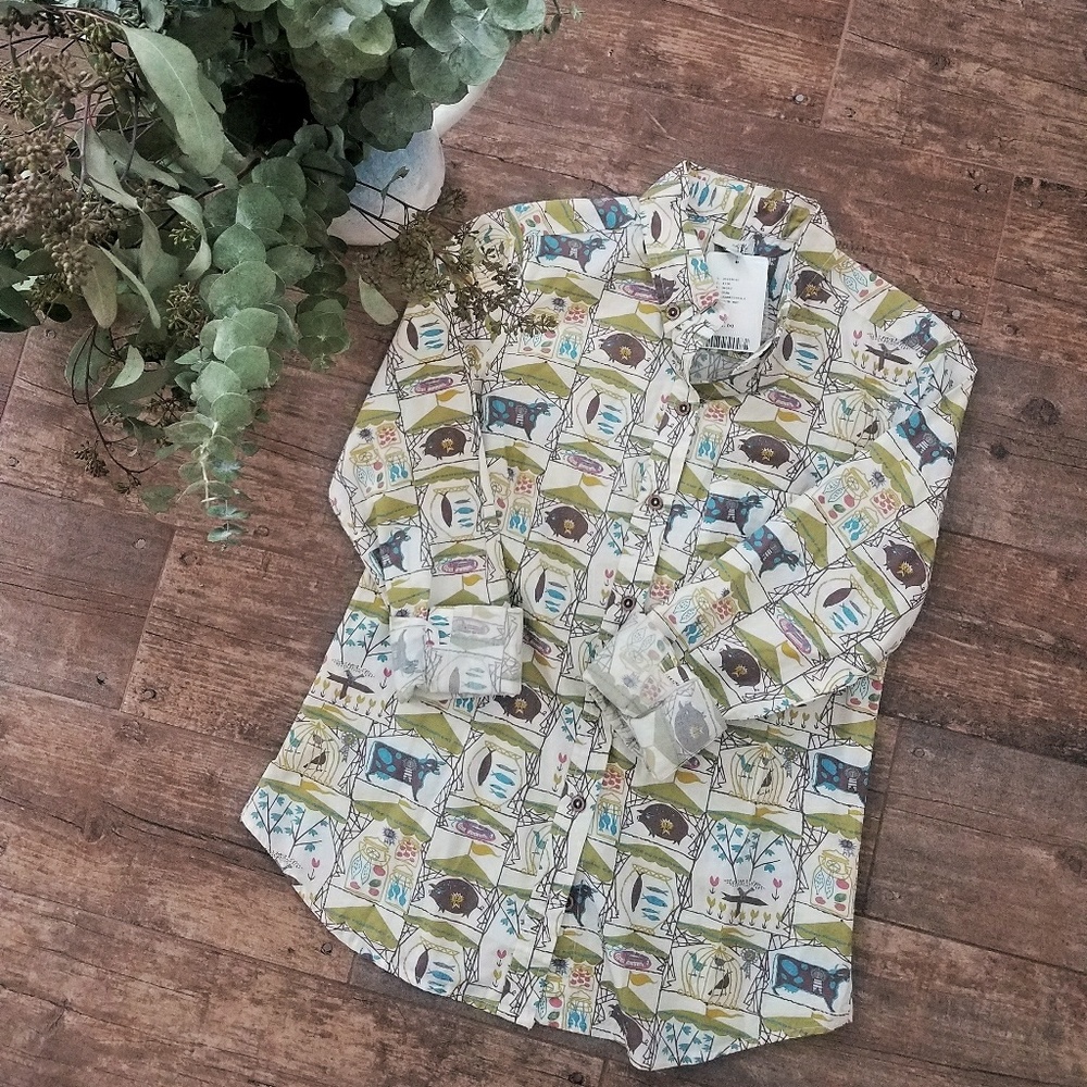 Farmhouse Print Button Down